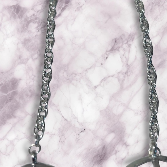 Hand Crafted Peace Earrings Duster Long Pierced Silver Chains Dangle - Picture 5 of 7